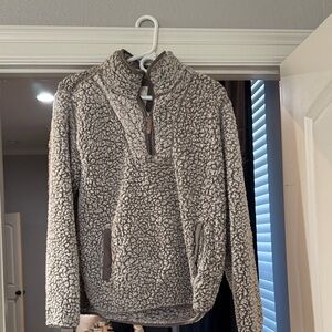 Altar'd State Gray Sherpa Zip-Up Jacket